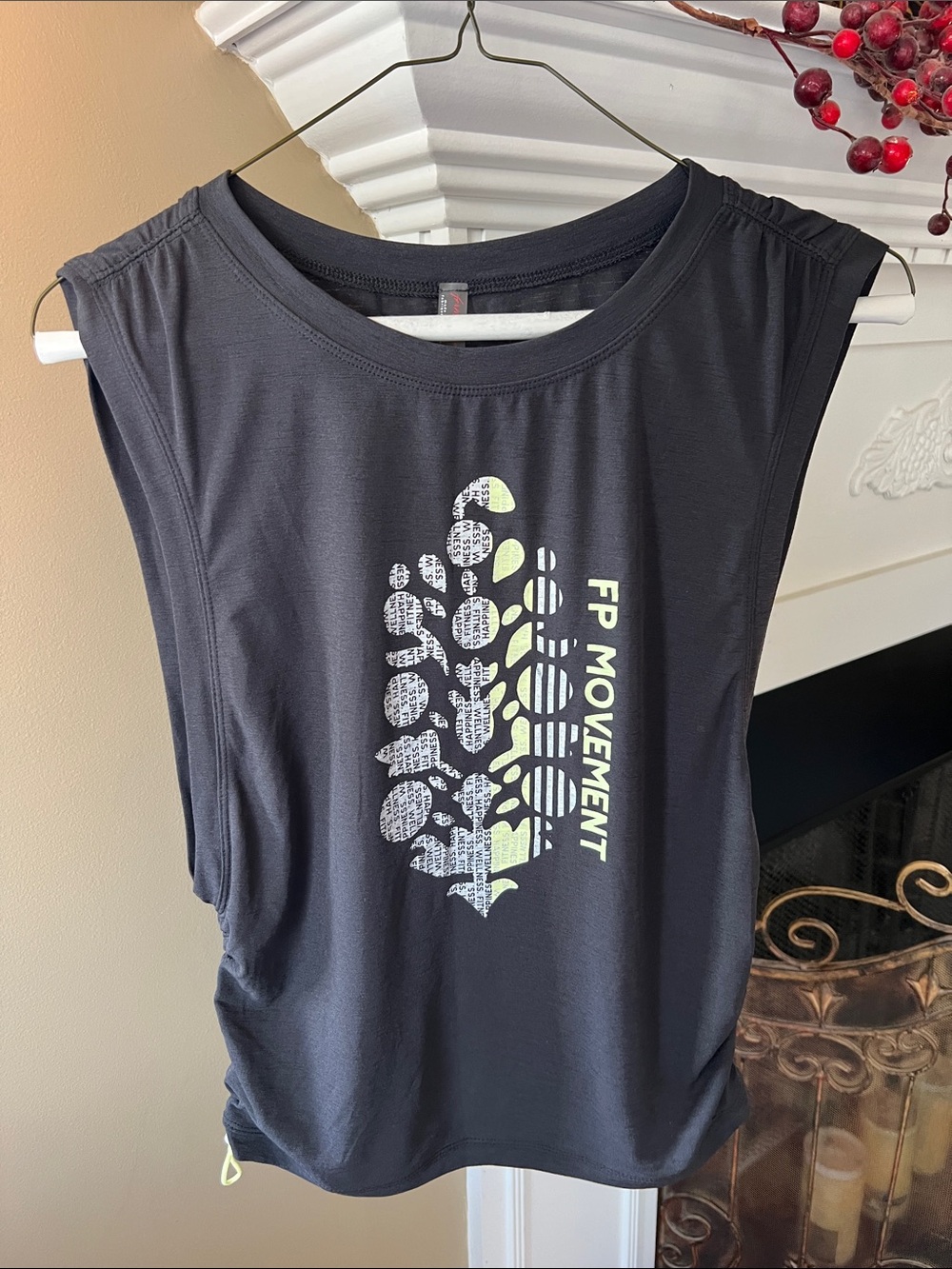 Free People FP Movement Black Graphic Muscle Tank Size Small S
